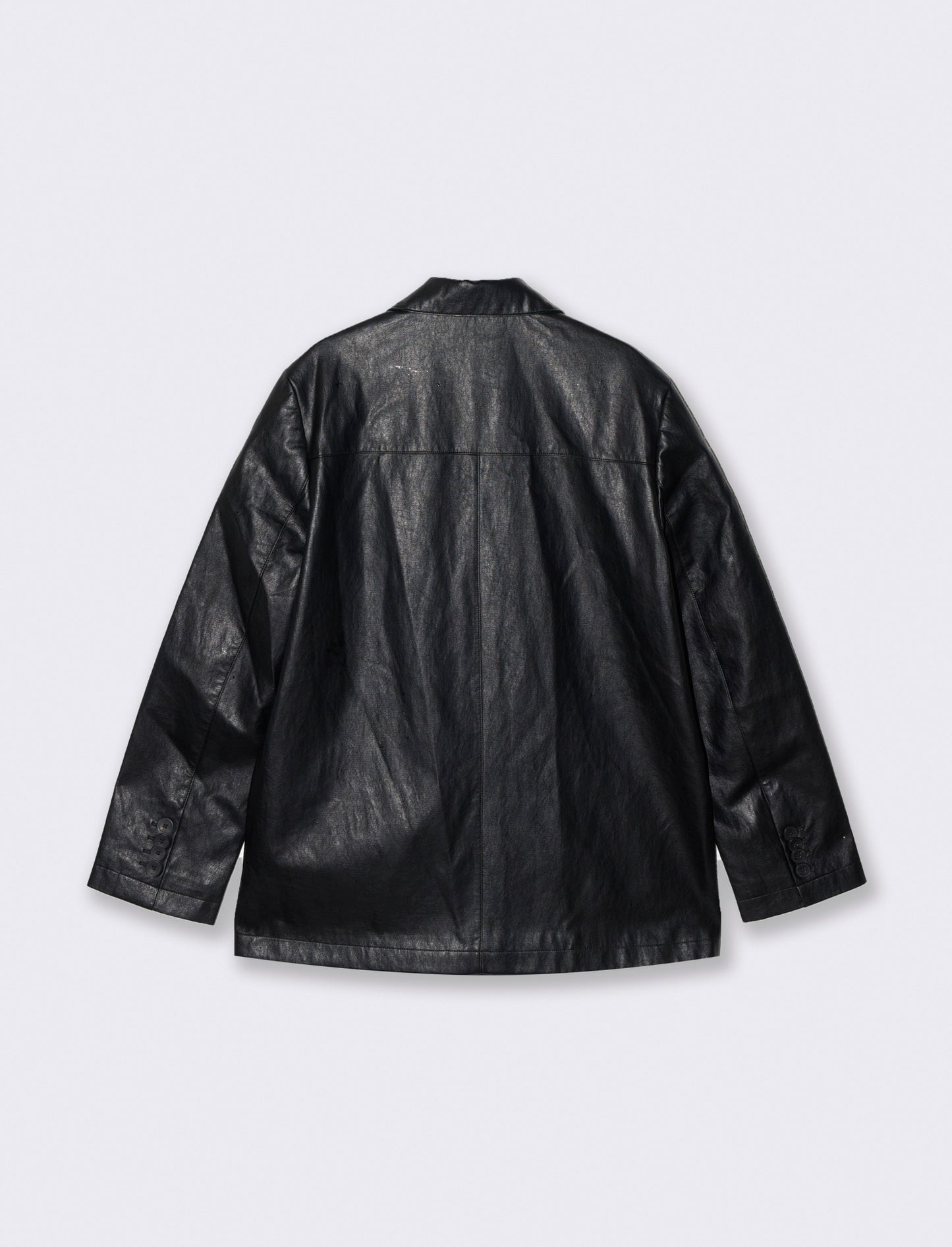 Blazer monopetto in ecopelle over - Nero