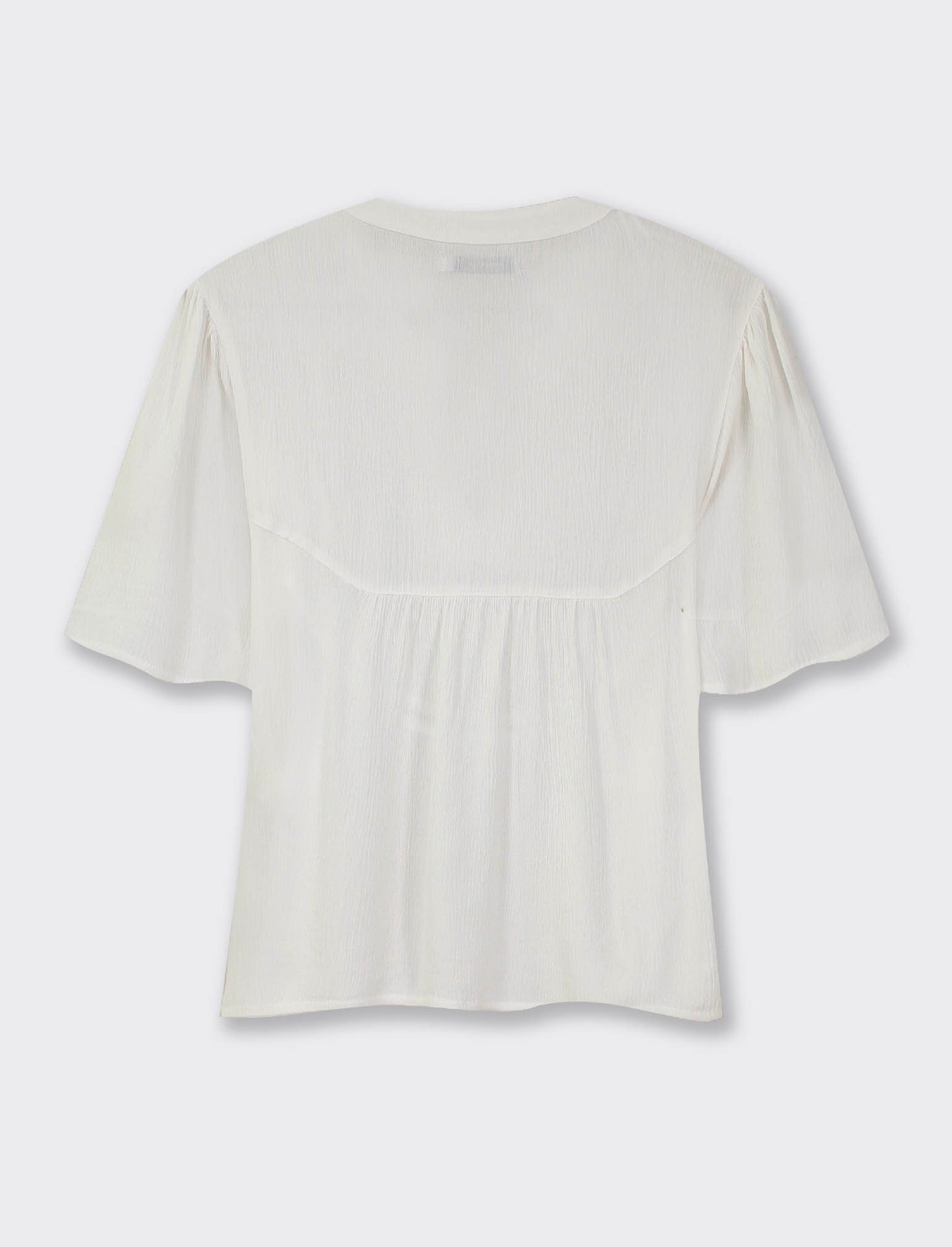 Blusa fantasia con iserti di pizzo tombolo - Bianco