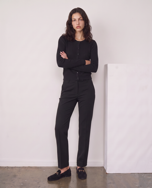 Pantalone elastico in vita retro - Nero