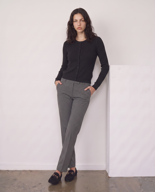 Pantalone elastico in vita retro - Grigio mel.
