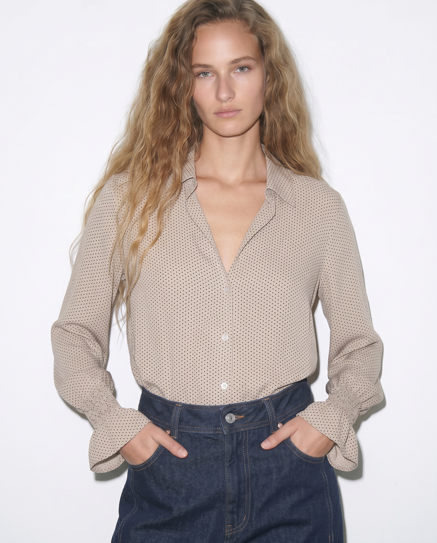 Camicia stampata manica lunga con colletto - var 3