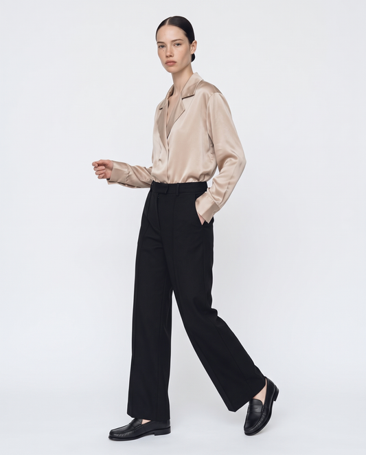 Camicia manica lunga con carrè retro - Beige grano