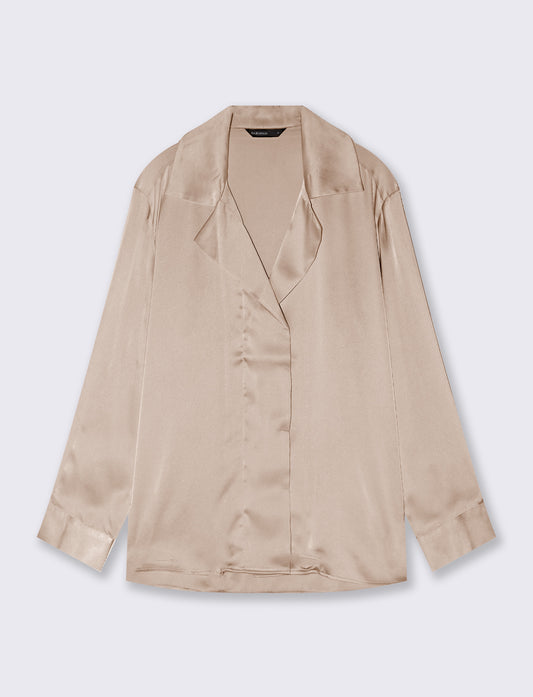 Camicia manica lunga con carrè retro - Beige grano