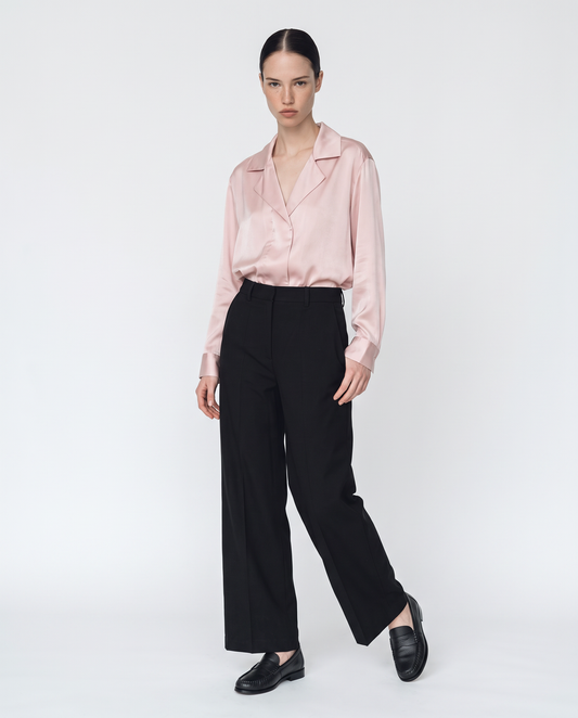 Camicia manica lunga con carrè retro - Rosa polvere