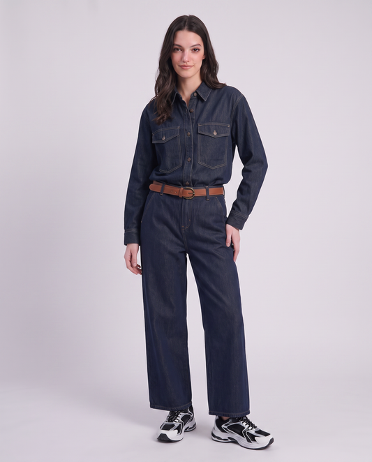 Camicia in denim con alette sulle spalle - Denim