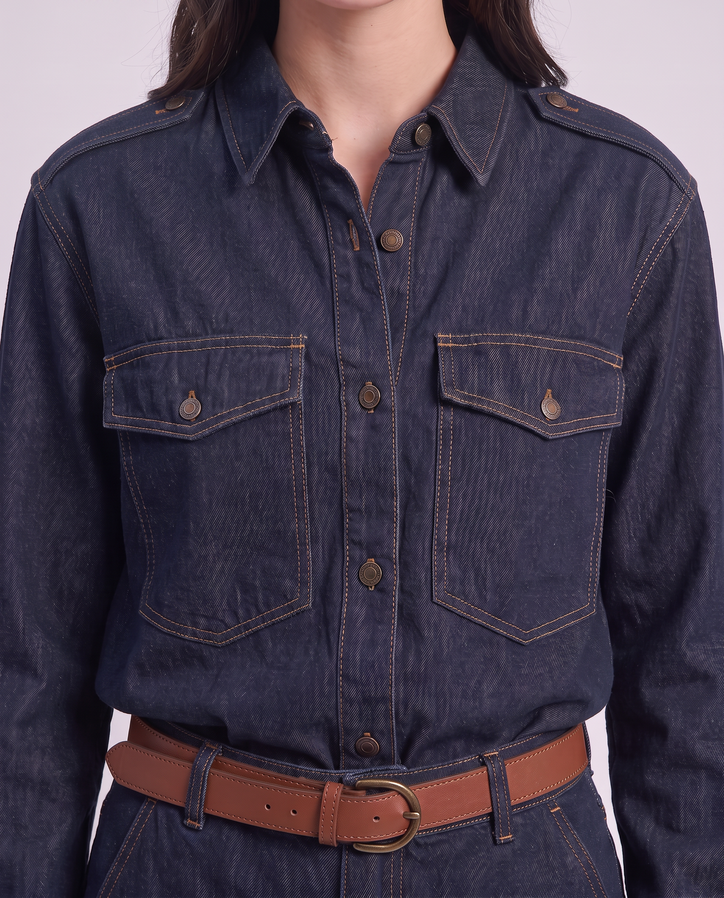 Camicia in denim con alette sulle spalle - Denim