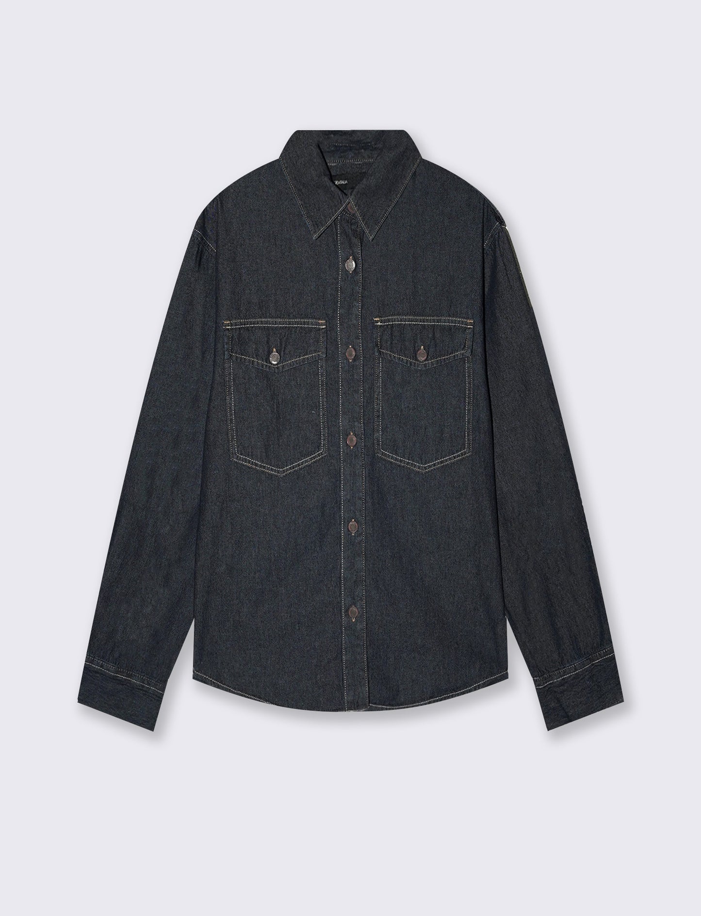 Denim shirt with shoulder flaps - Blue