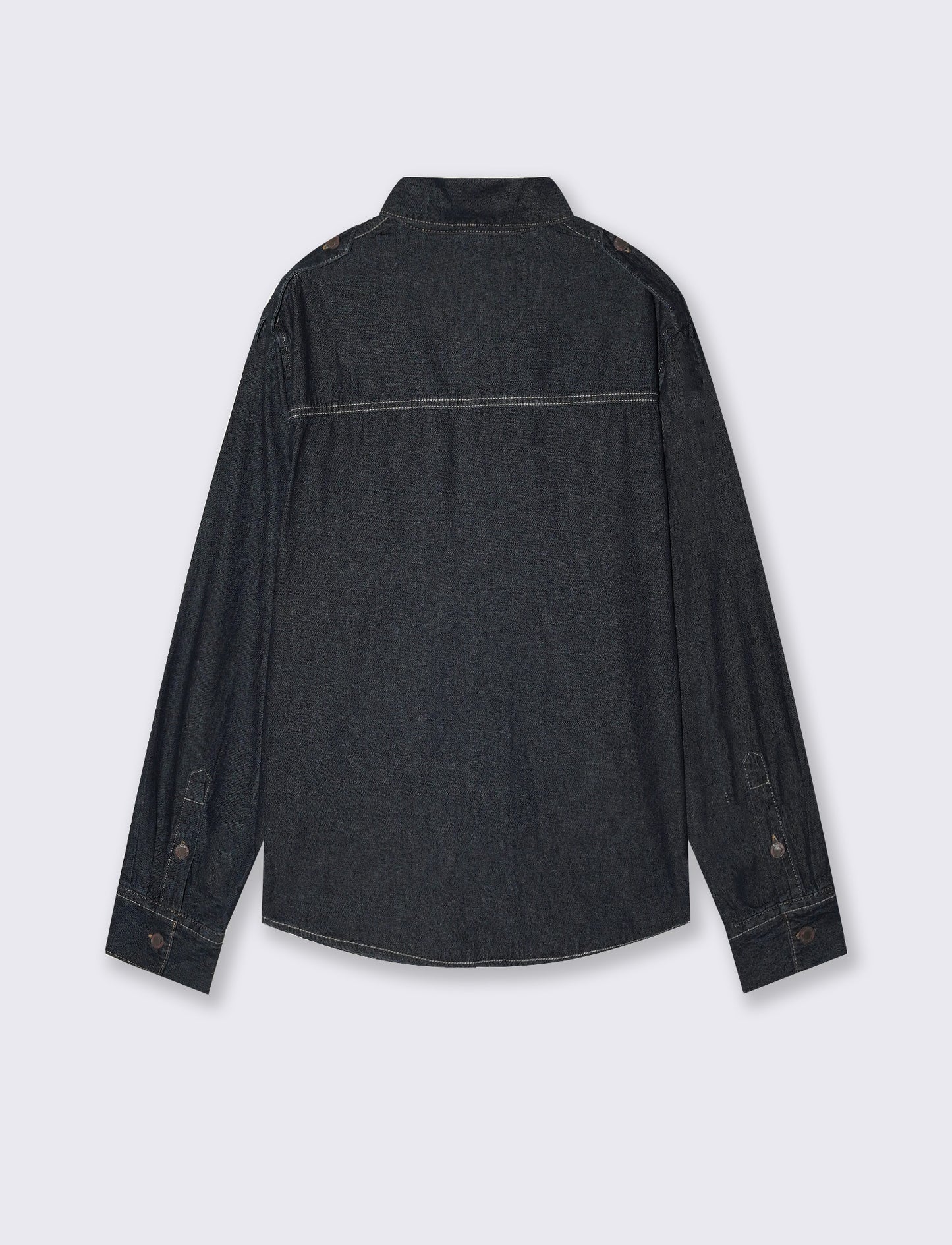 Denim shirt with shoulder flaps - Blue