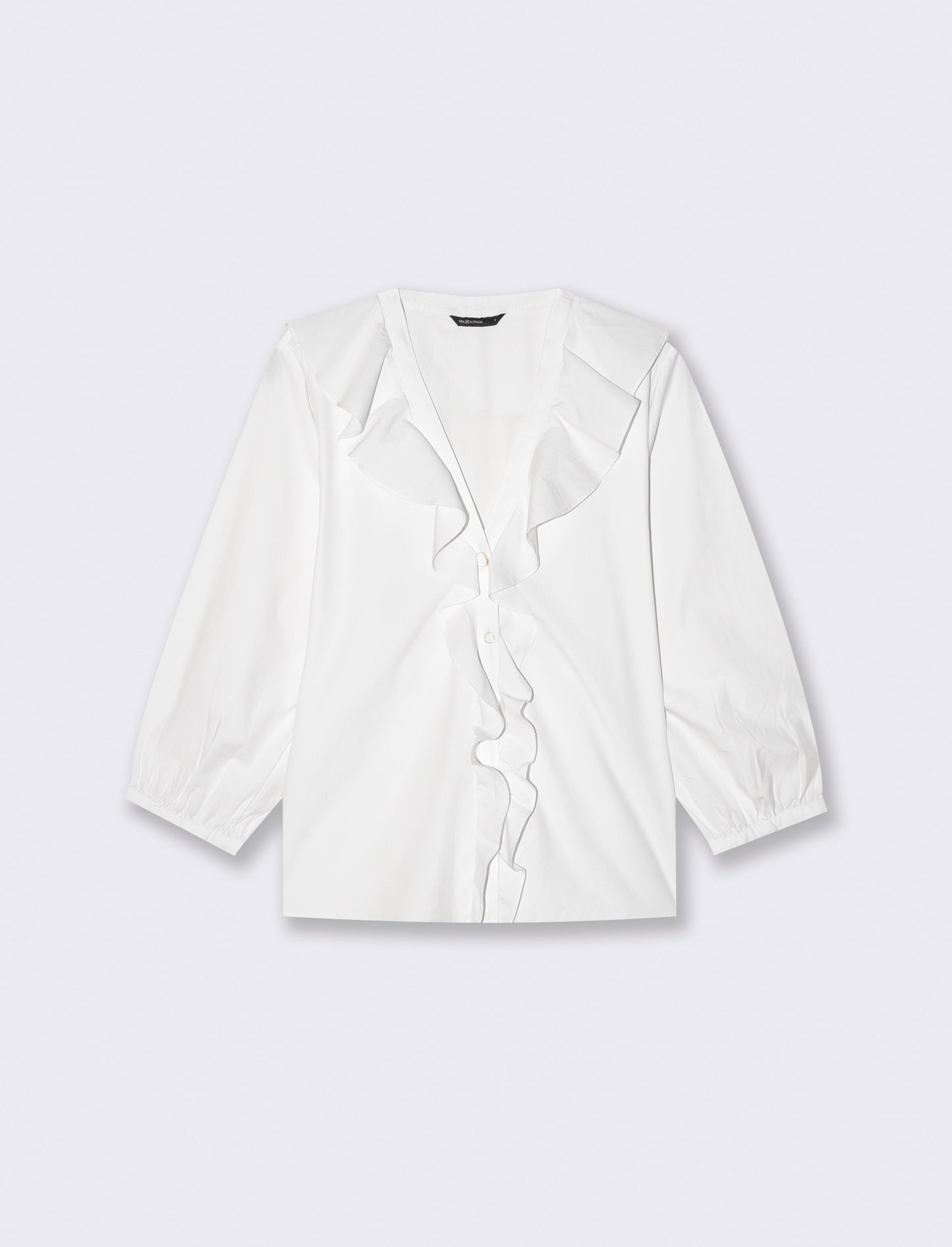 Camicia con scollo a V e volant eleganti - Bianco