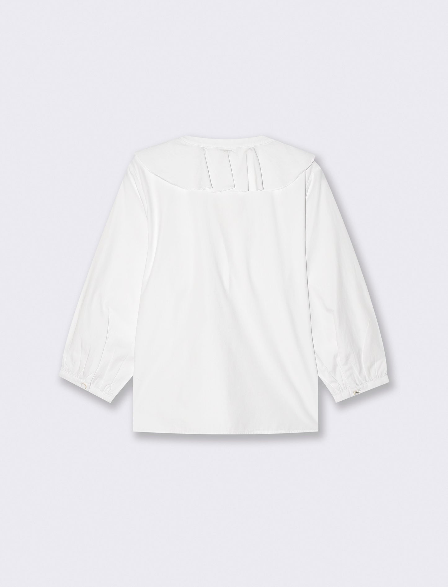 Camicia con scollo a V e volant eleganti - Bianco