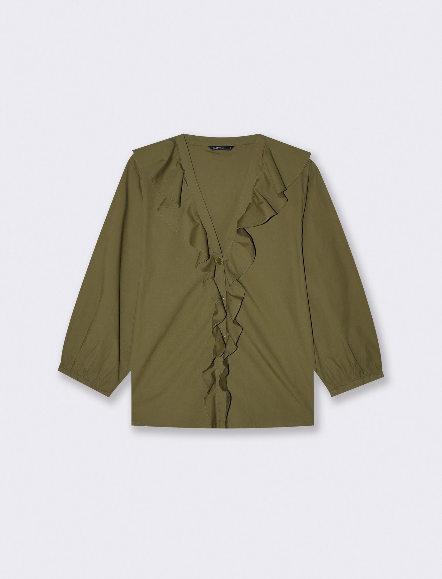 V-neck blouse with elegant ruffles - Green