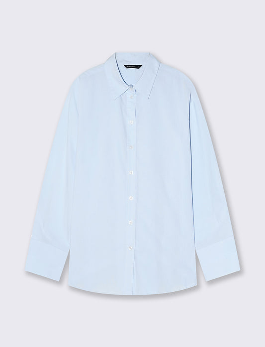 Camicia over con dettagli unici sulle maniche - Celeste