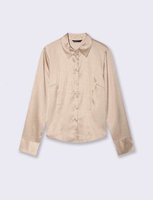 Slim Elegant Long Sleeve Shirt - Beige