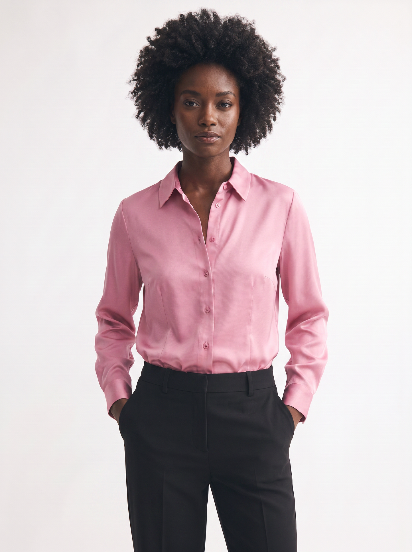 Camicia slim manica lunga elegante - Rosa