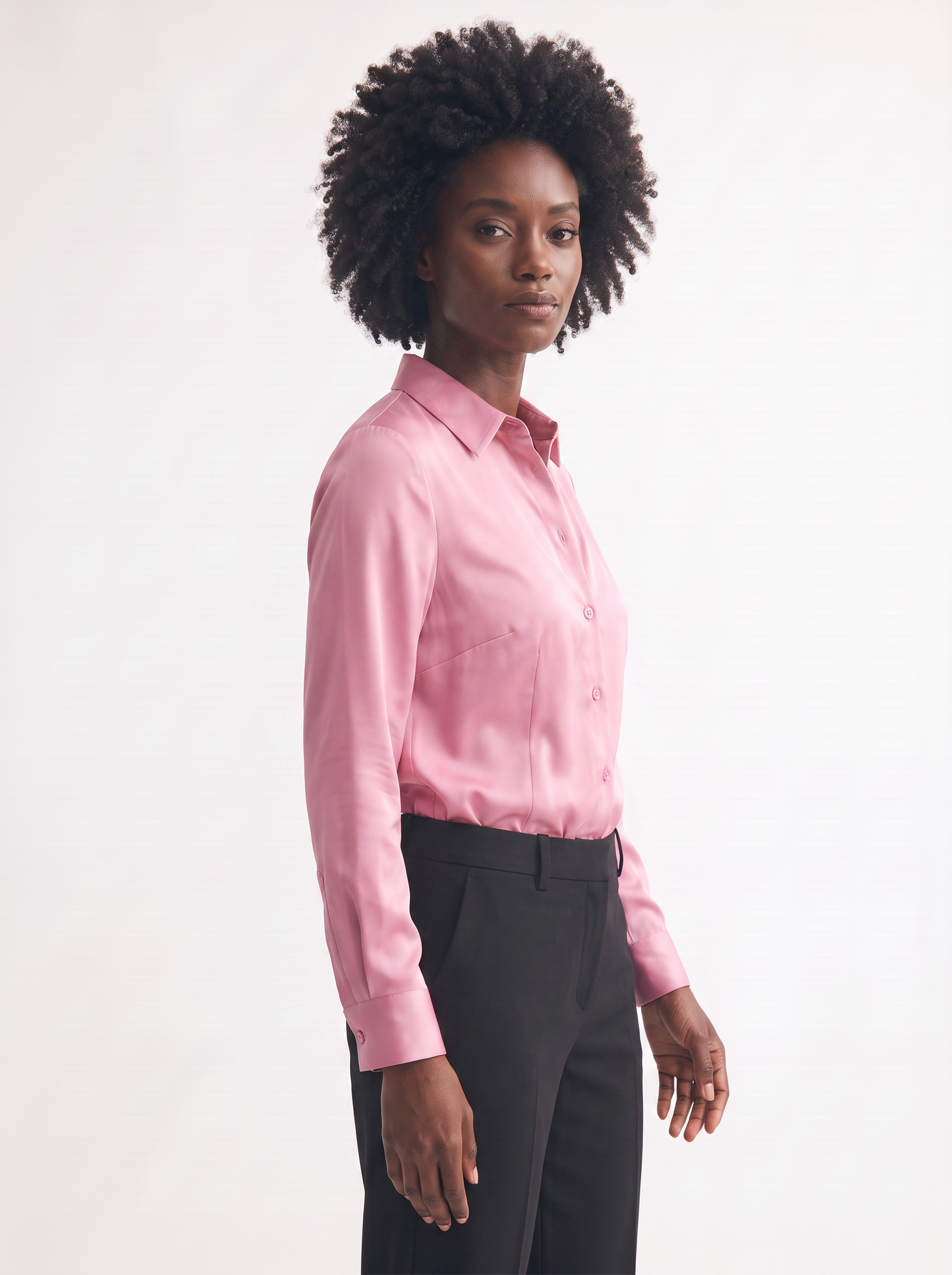 Camicia slim manica lunga elegante - Rosa