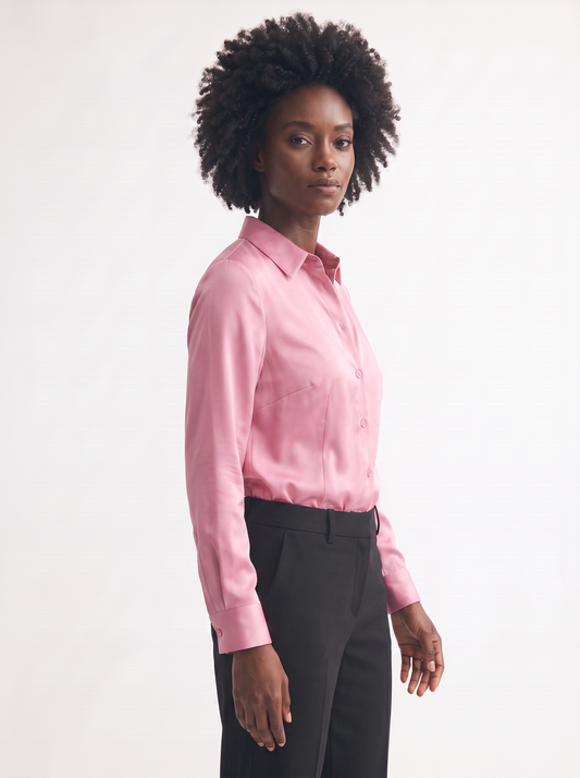 Camicia slim manica lunga elegante - Rosa