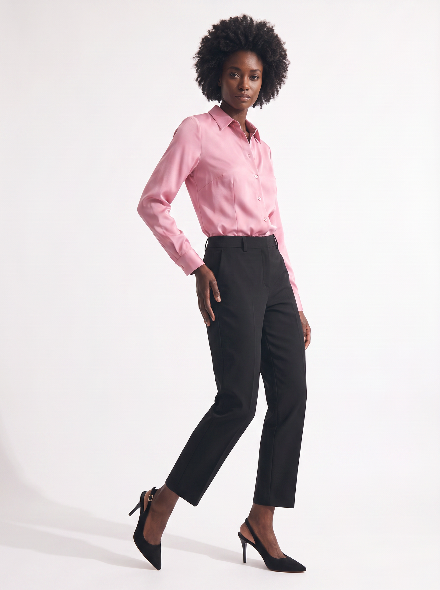 Camicia slim manica lunga elegante - Rosa