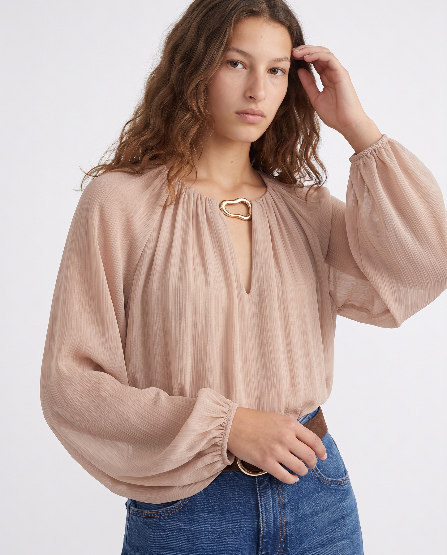 Blusa manica ampia e raglan elegante - Beige grano