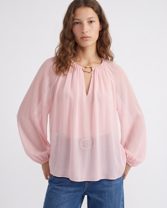 Blusa manica ampia e raglan elegante - Rosa polvere