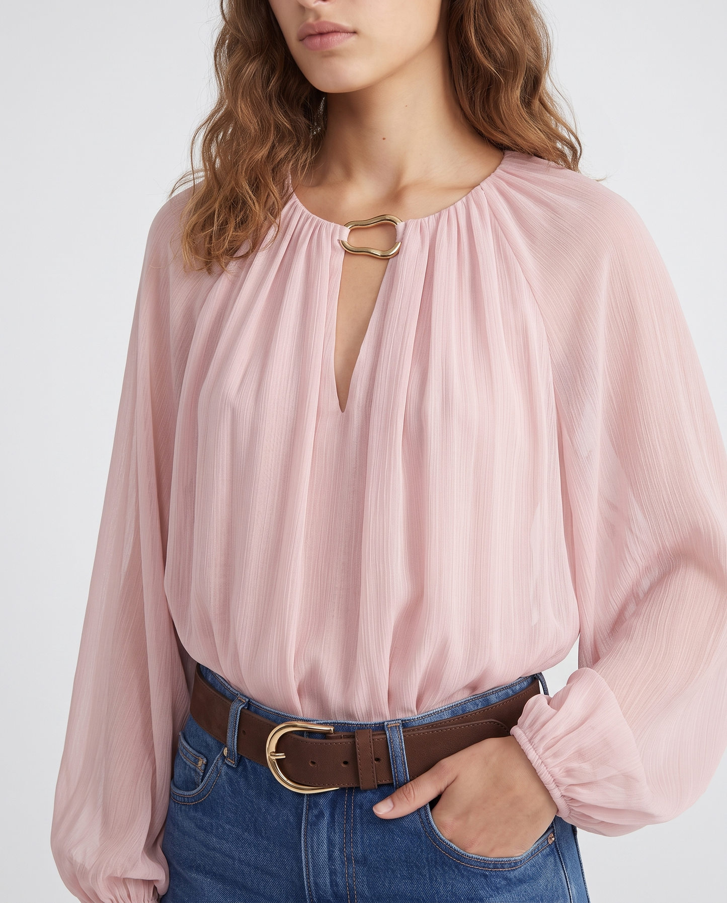Blusa manica ampia e raglan elegante - Rosa polvere