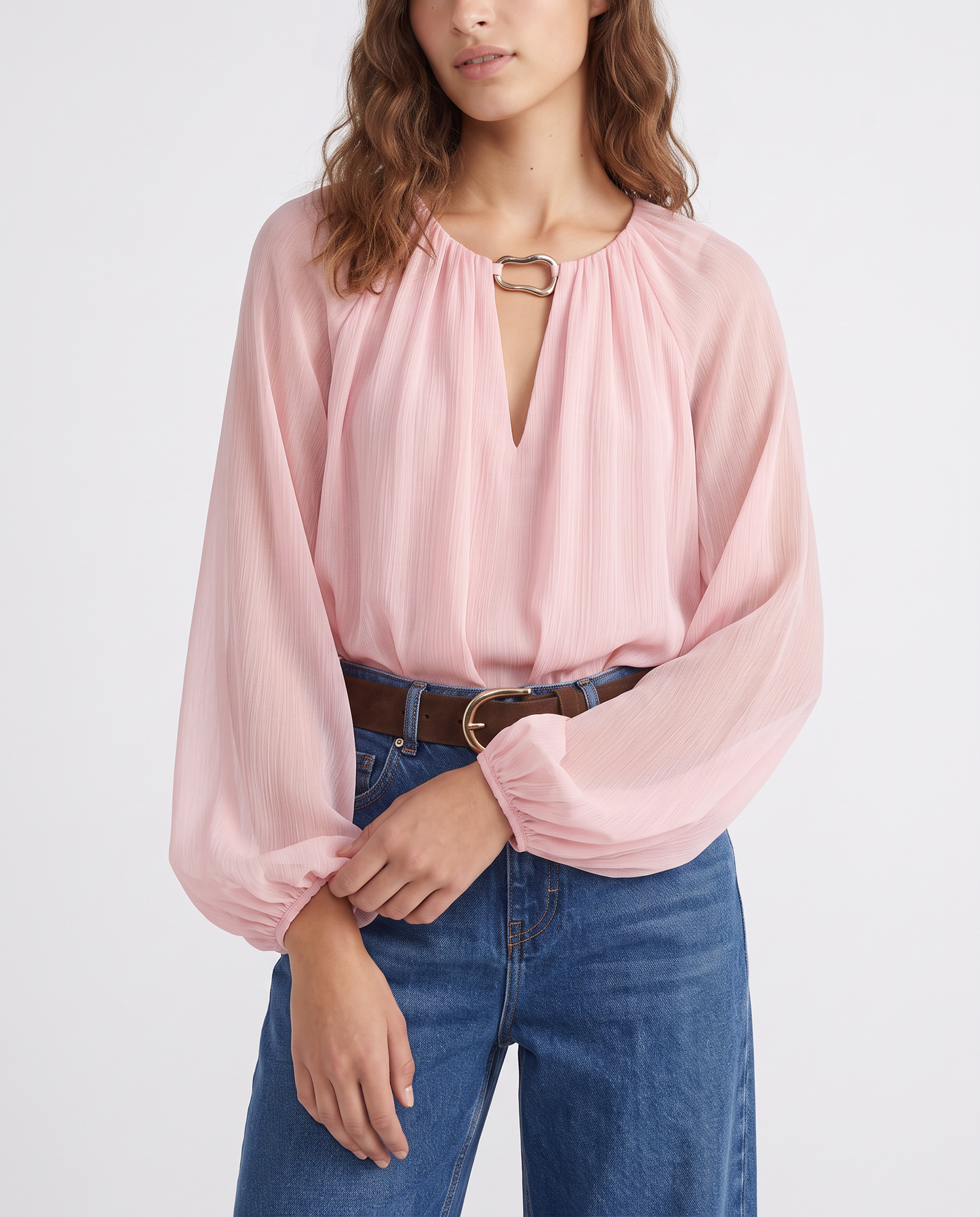 Blusa manica ampia e raglan elegante - Rosa polvere