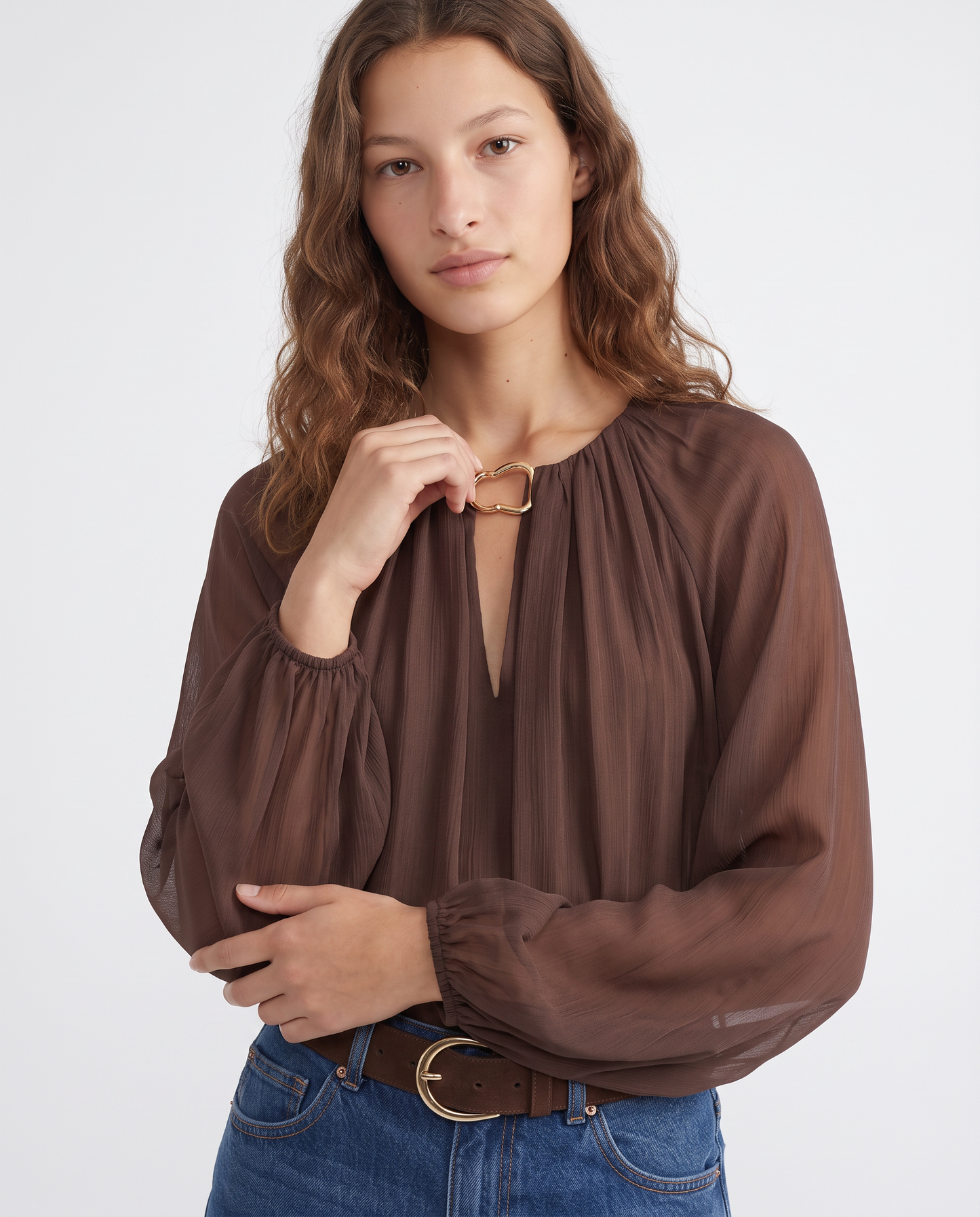 Blusa manica ampia e raglan elegante - Moro