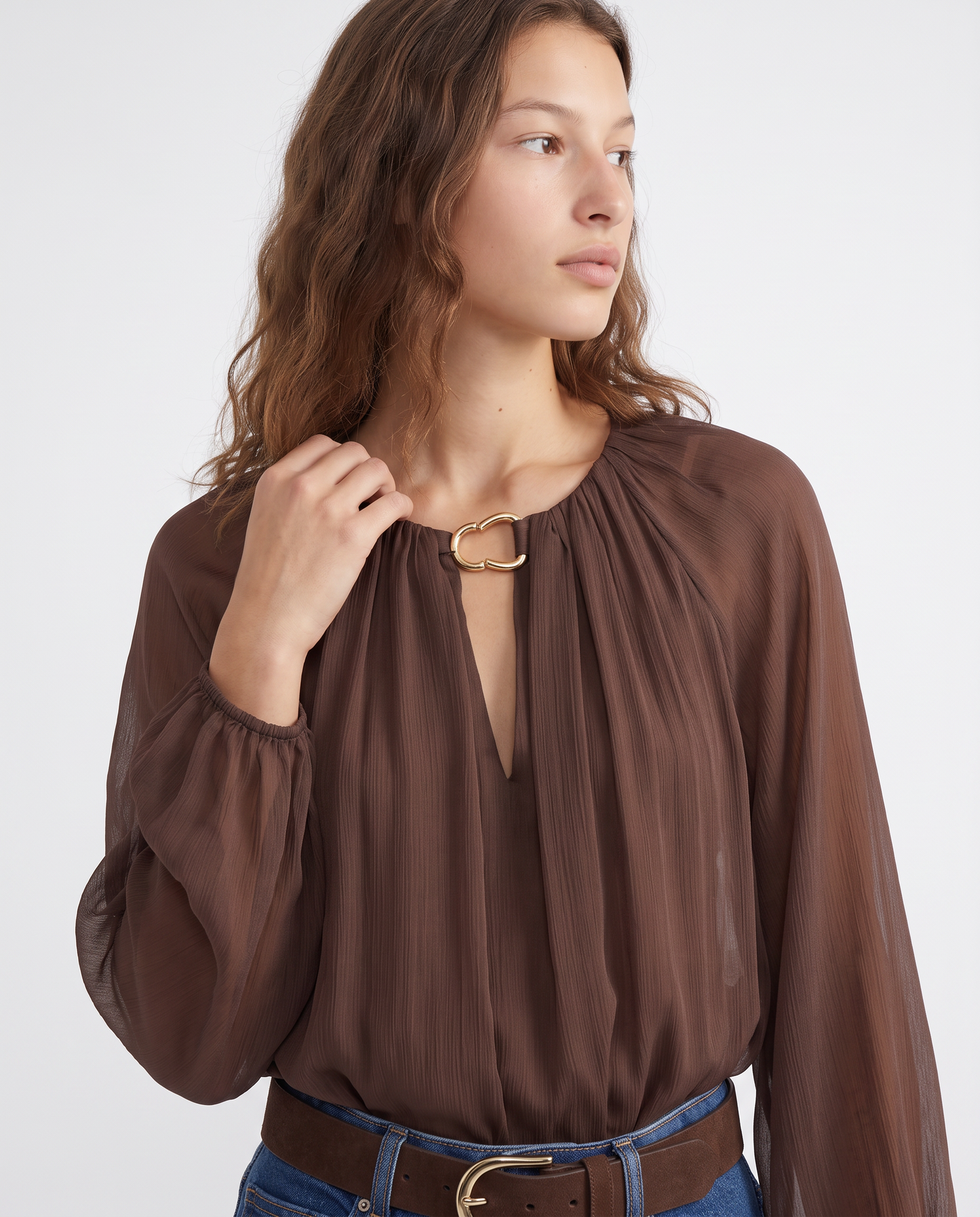 Blusa manica ampia e raglan elegante - Moro