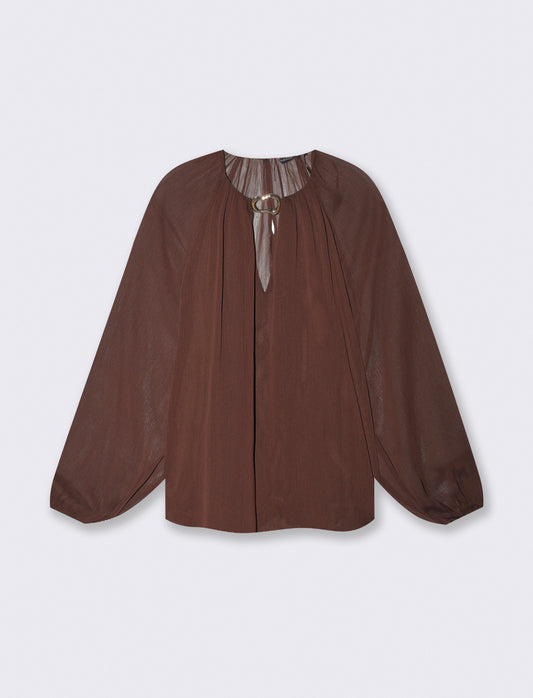Blusa manica ampia e raglan elegante - Moro