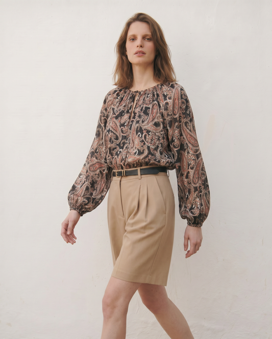 Blusa ampia con scollo a V elegante - var 1