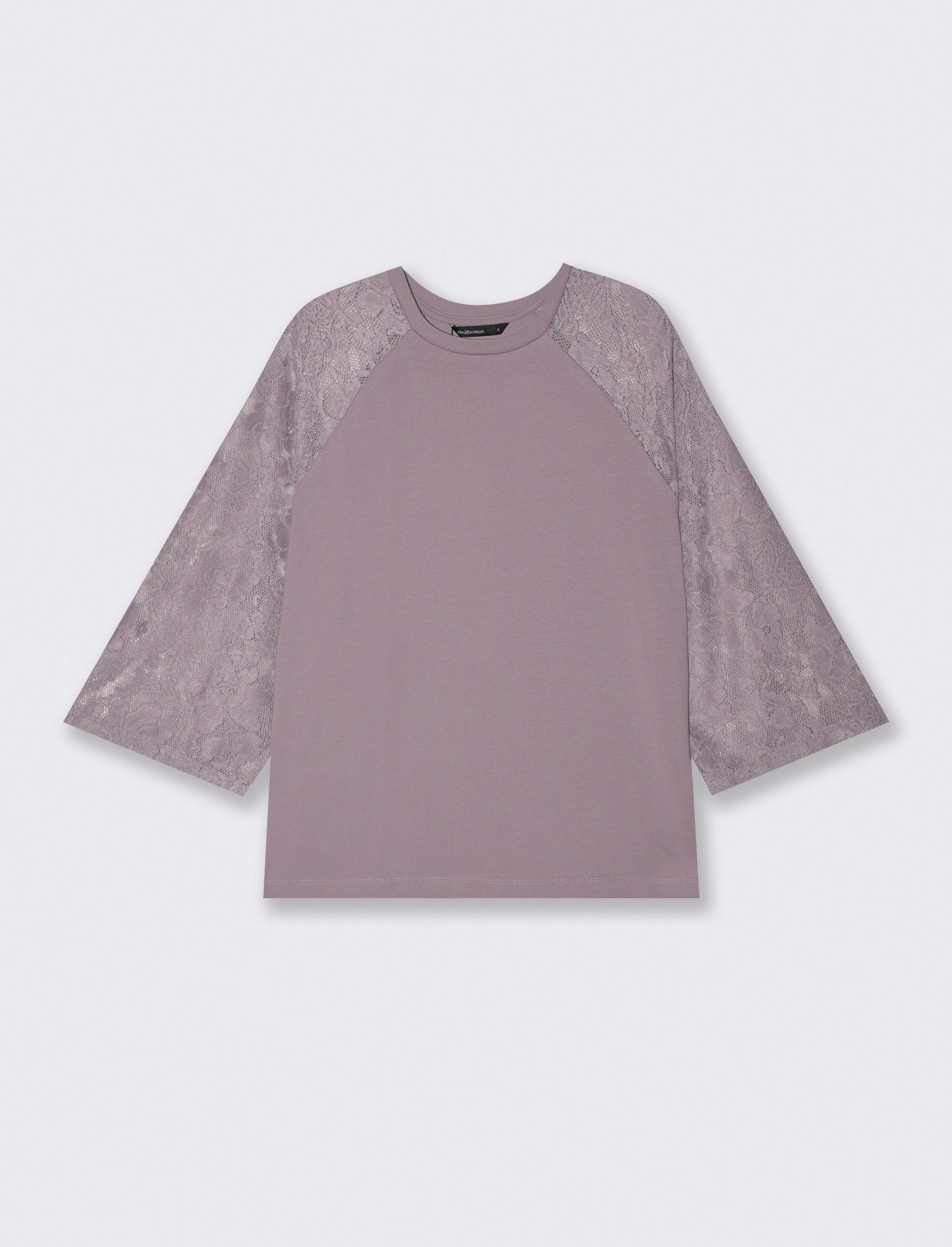 T-shirt manica a tre quarti in pizzo - Viola glicine