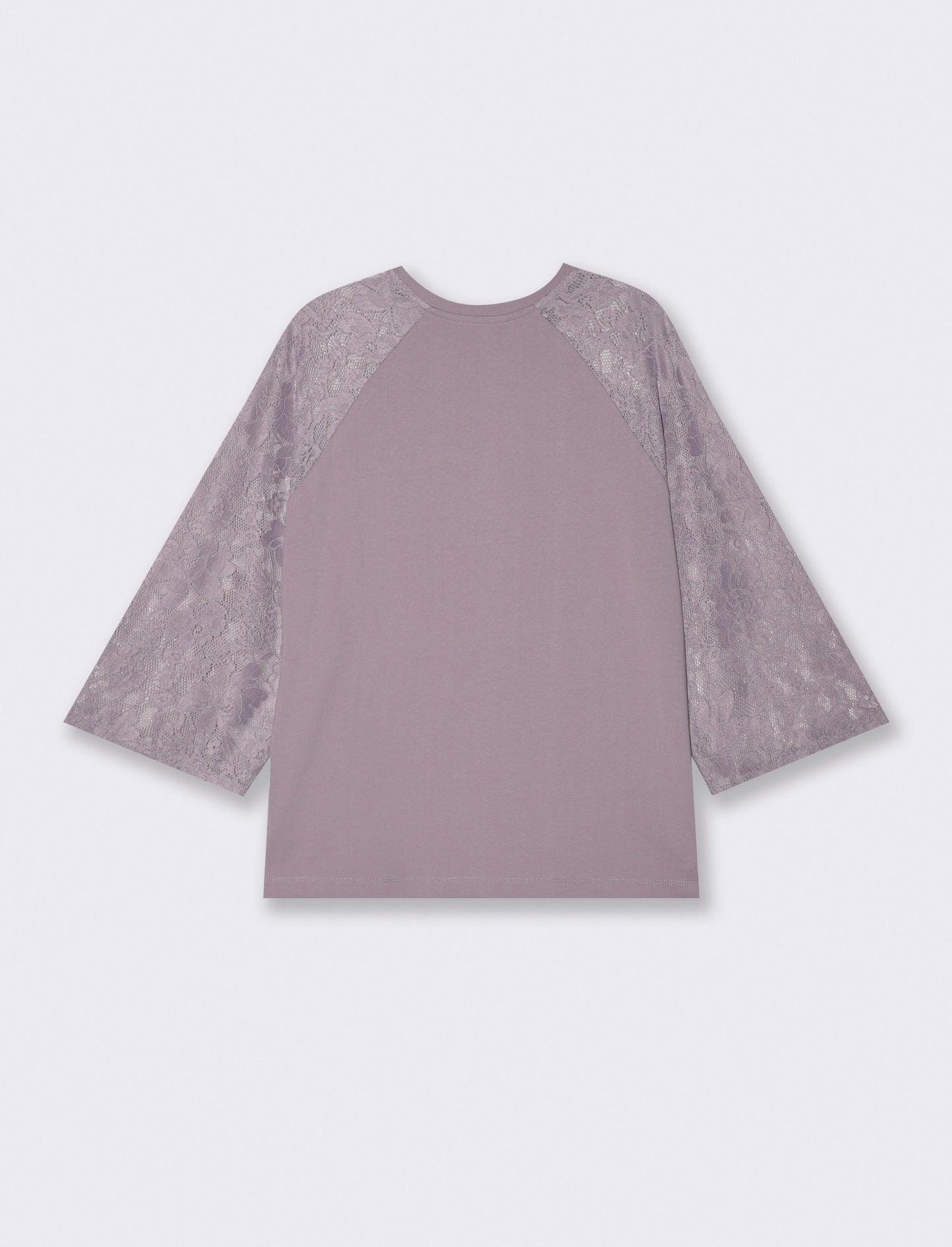T-shirt manica a tre quarti in pizzo - Viola glicine