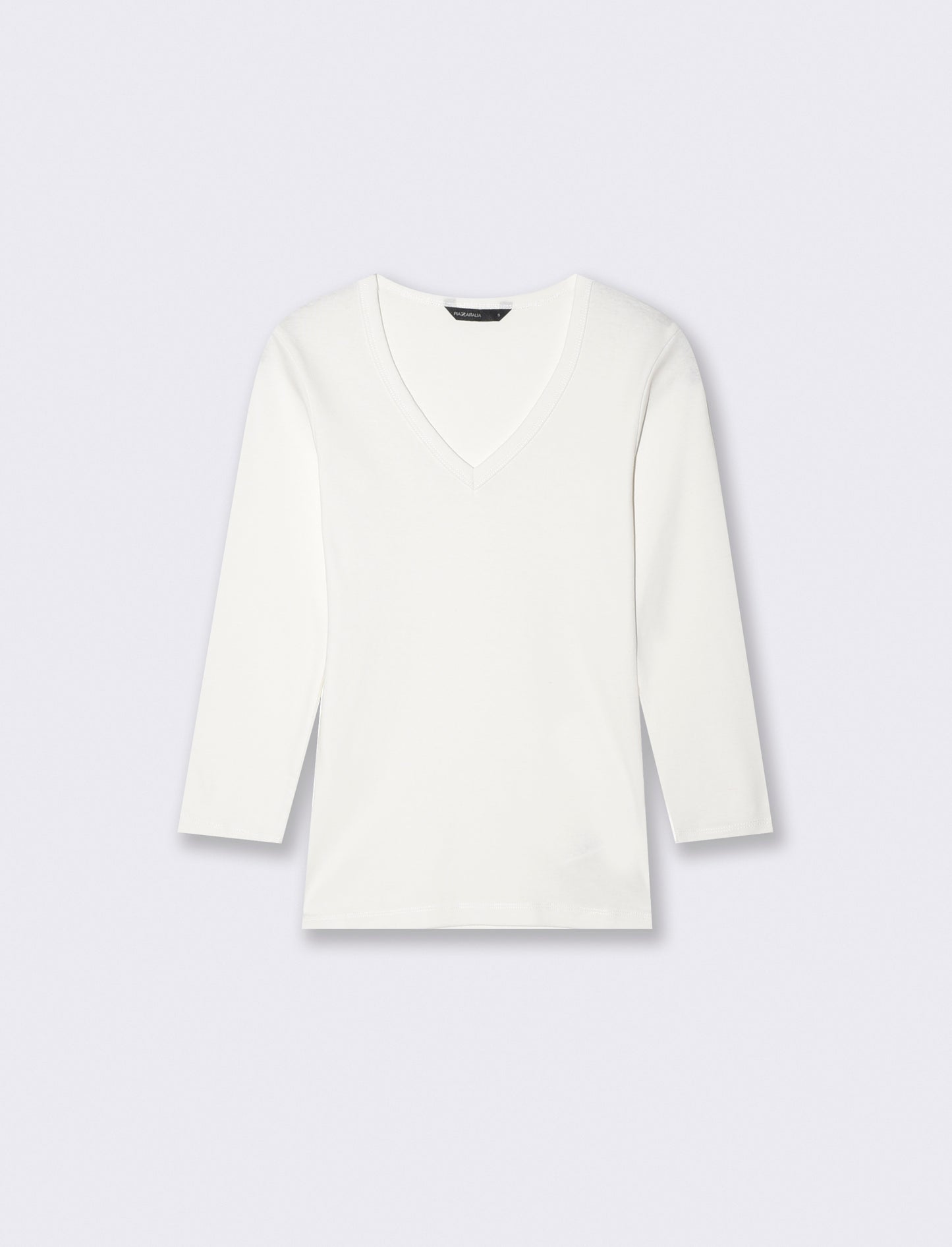 T-SHIRT A COSTINE - Bianco latte