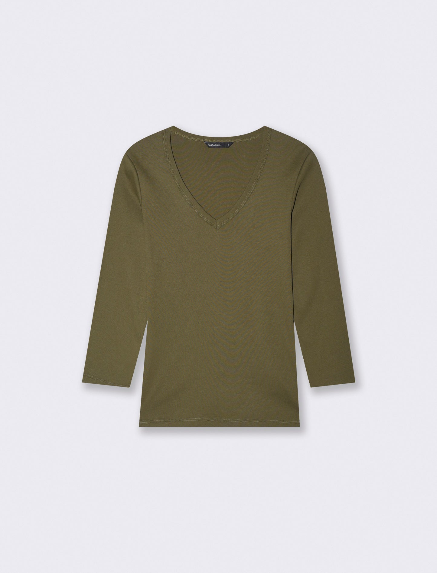 Ribbed V-neck T-shirt - Green