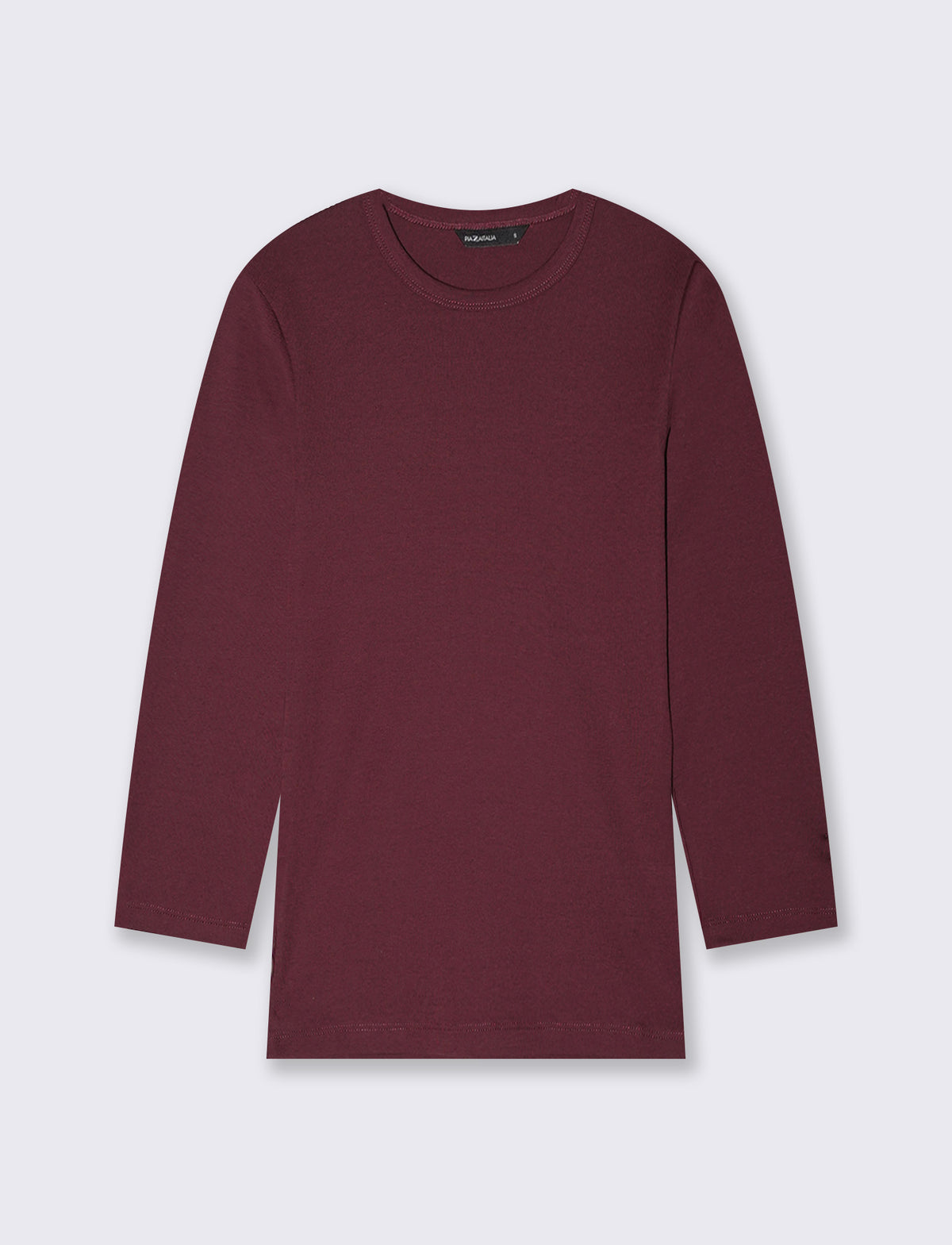 Basic ribbed crew neck T-shirt 3/4 - Purple