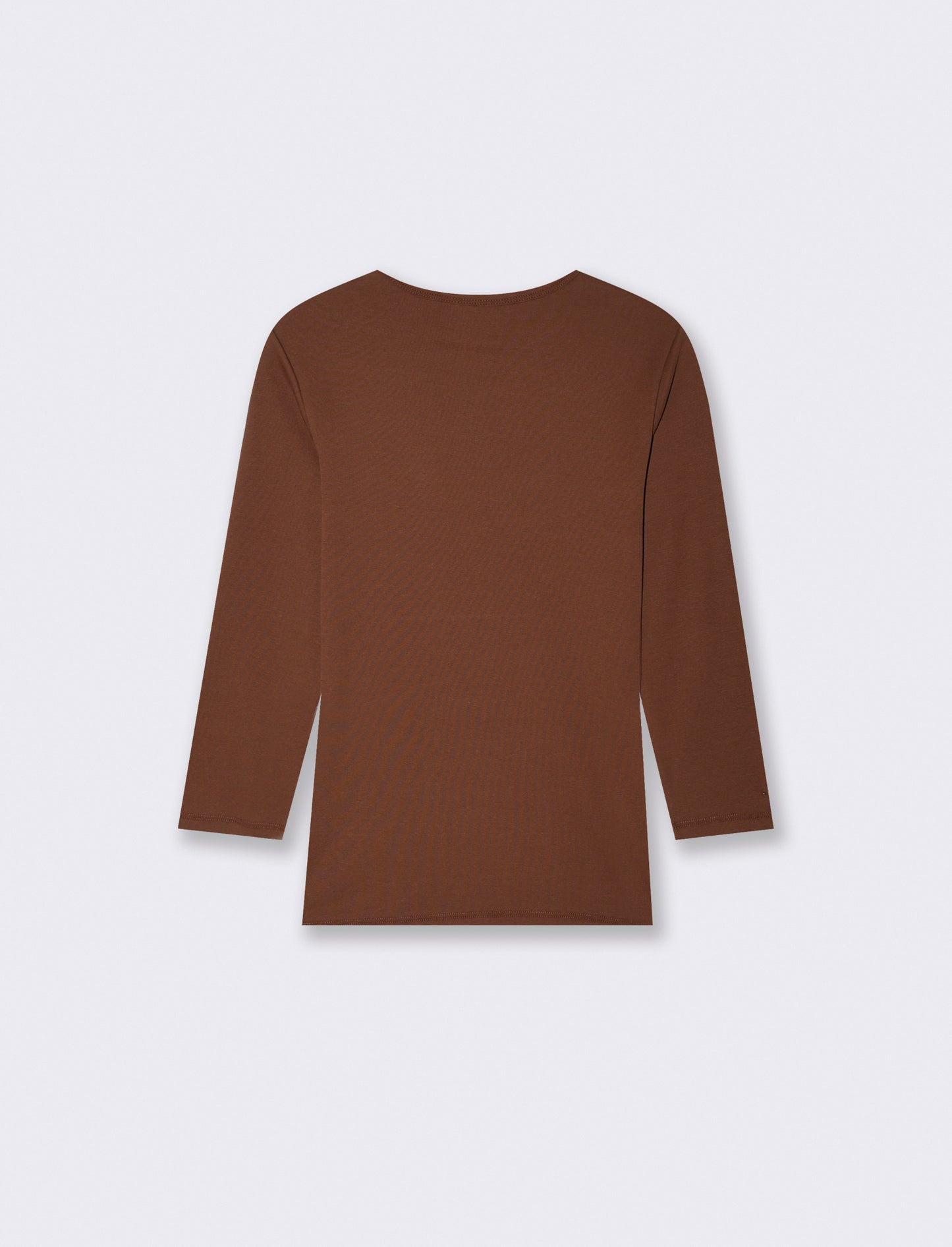 T-SHIRT BASICA A COSTINE - Marrone cioccolato