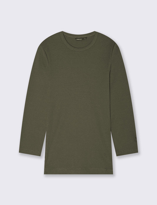 T-shirt basica a costine girocollo 3/4 - Ve.milit.