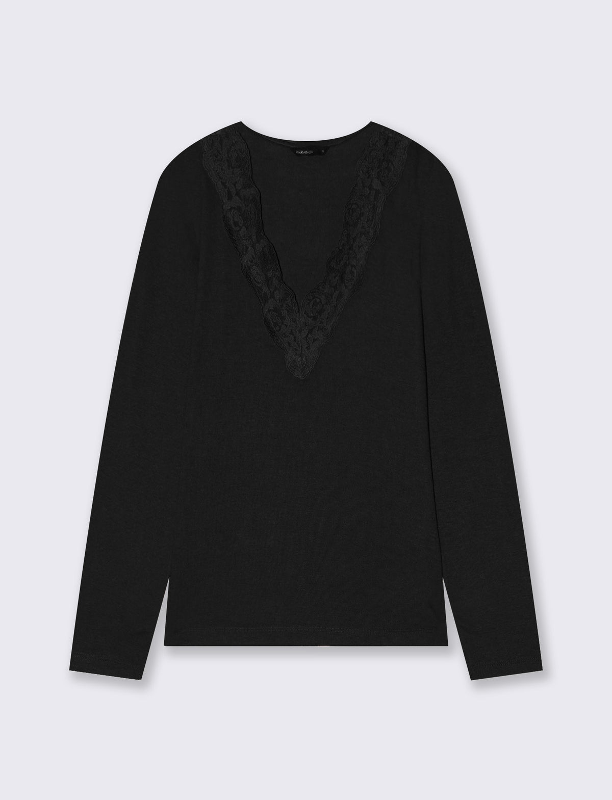 Long sleeve T-shirt with Madonna neckline - Black