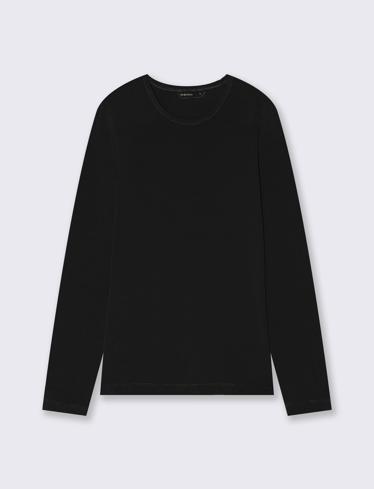 T-shirt basica manica lunga girocollo - Nero