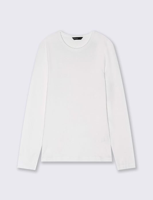 T-shirt basica manica lunga girocollo - Bianco