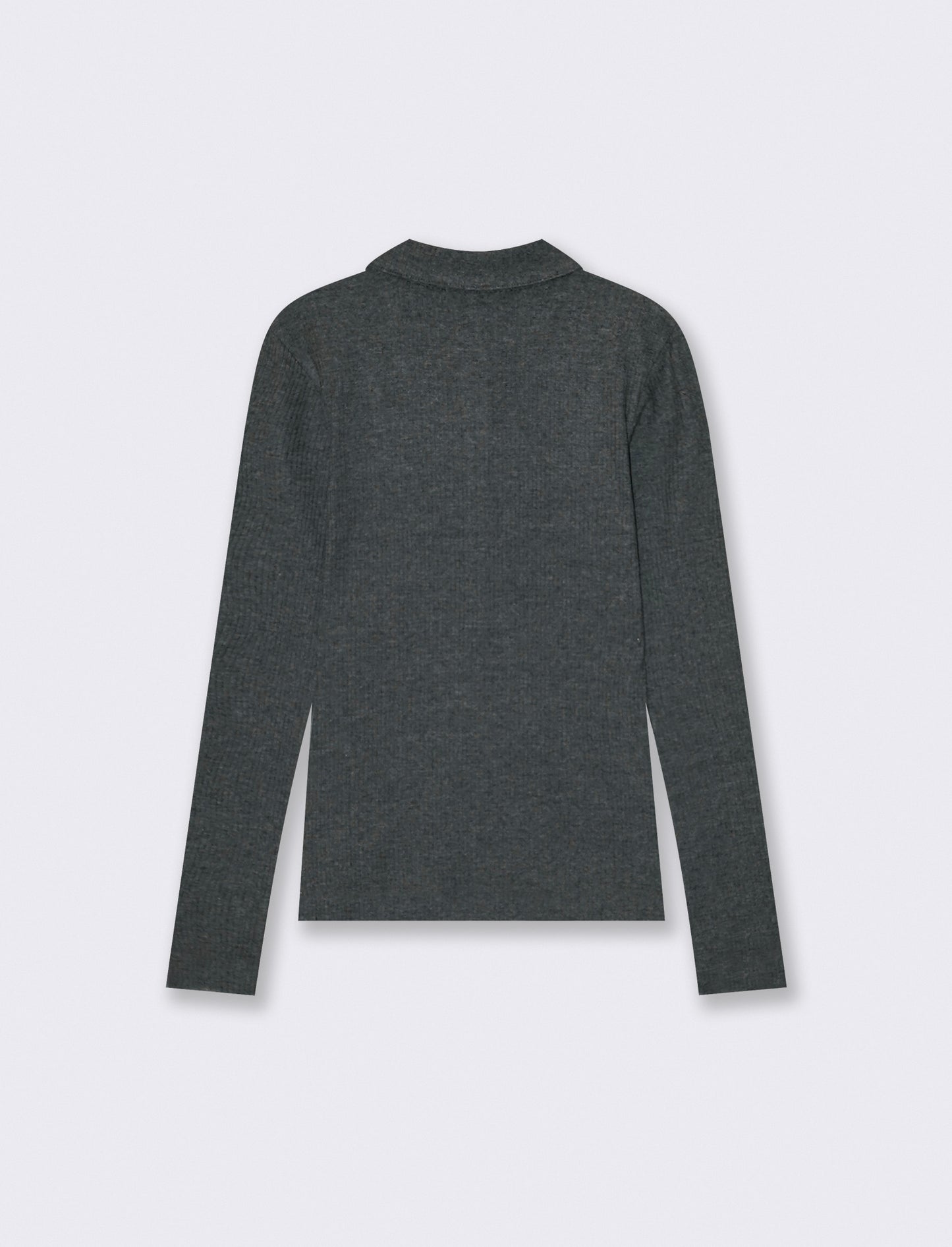 Long sleeve polo with front buttons - Grey
