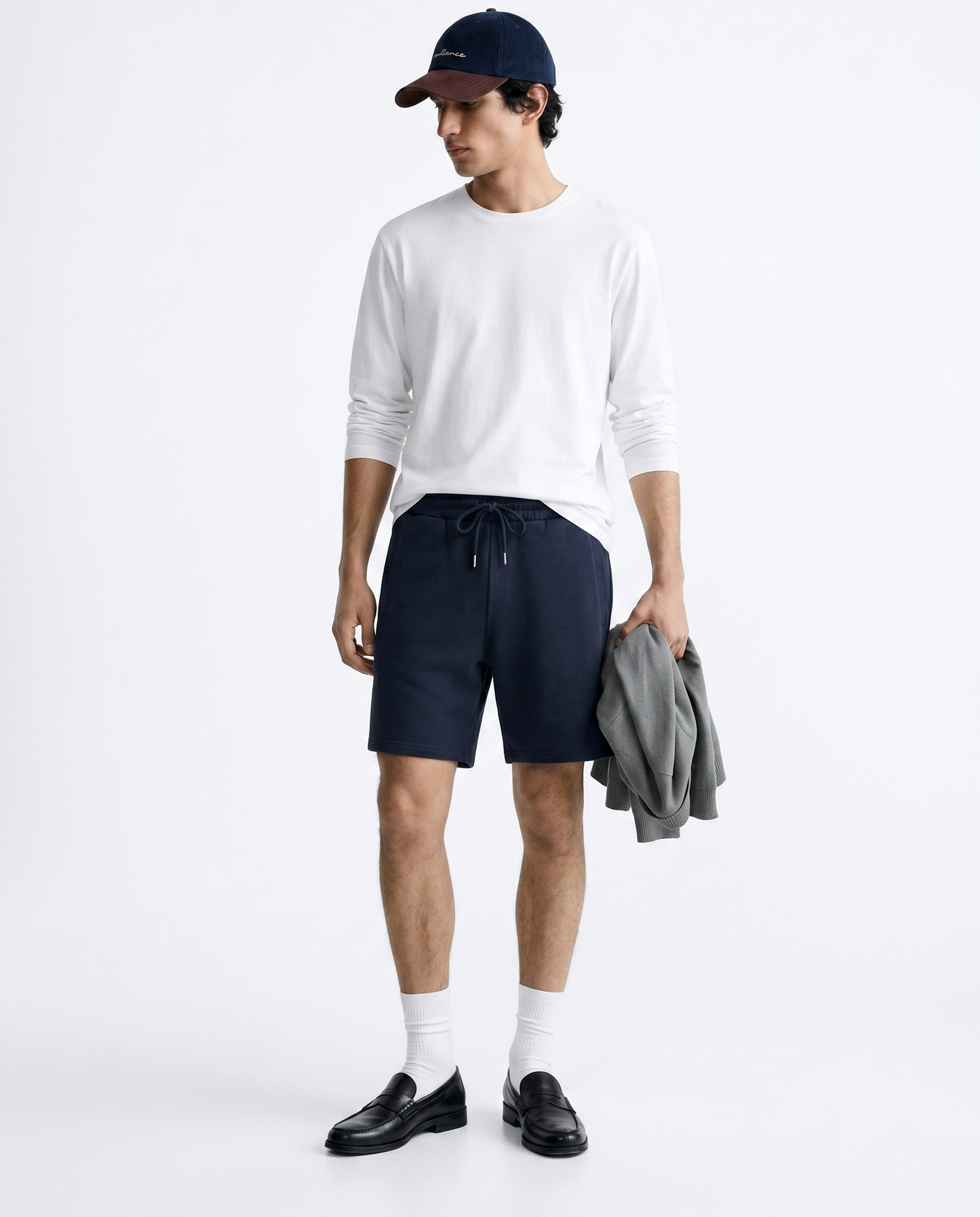 Bermuda in felpa con vita jogger - Blu