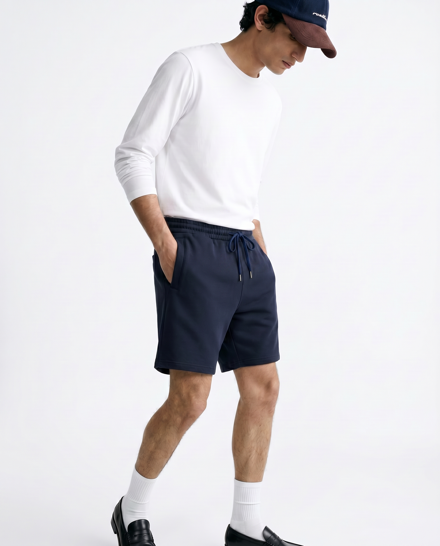 Bermuda in felpa con vita jogger - Blu