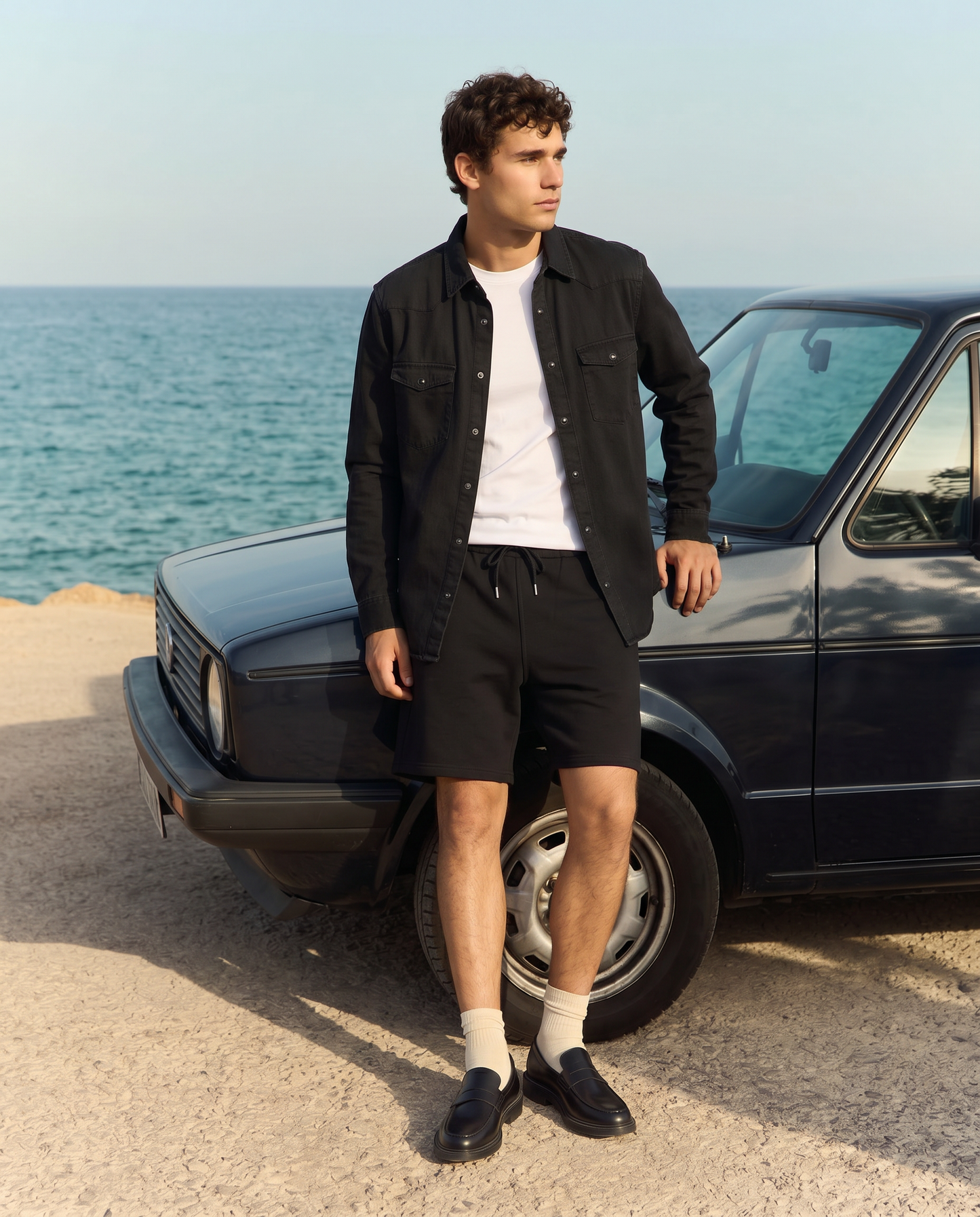Bermuda in felpa con vita jogger - Nero
