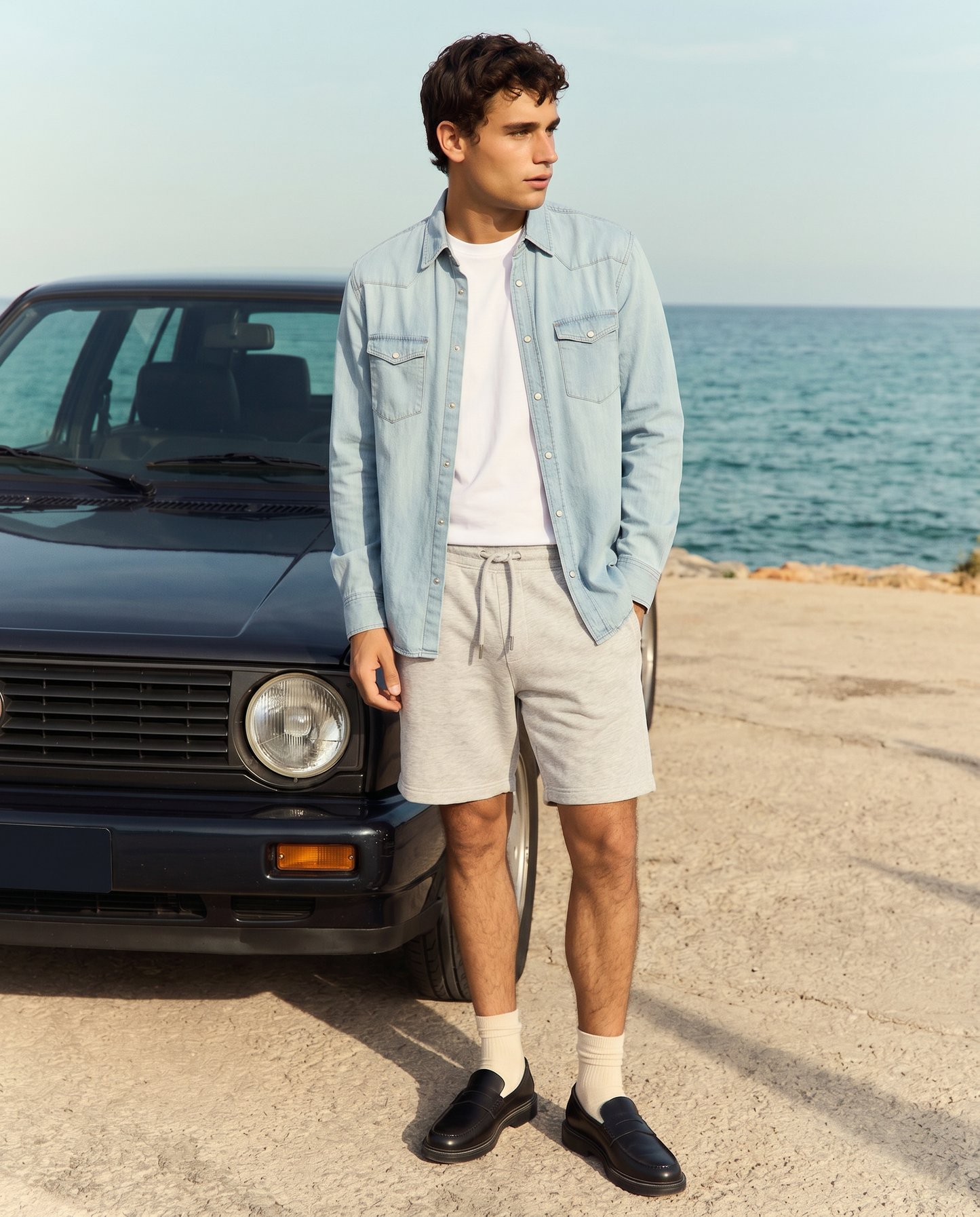 Bermuda in felpa con vita jogger - Grigio mel.