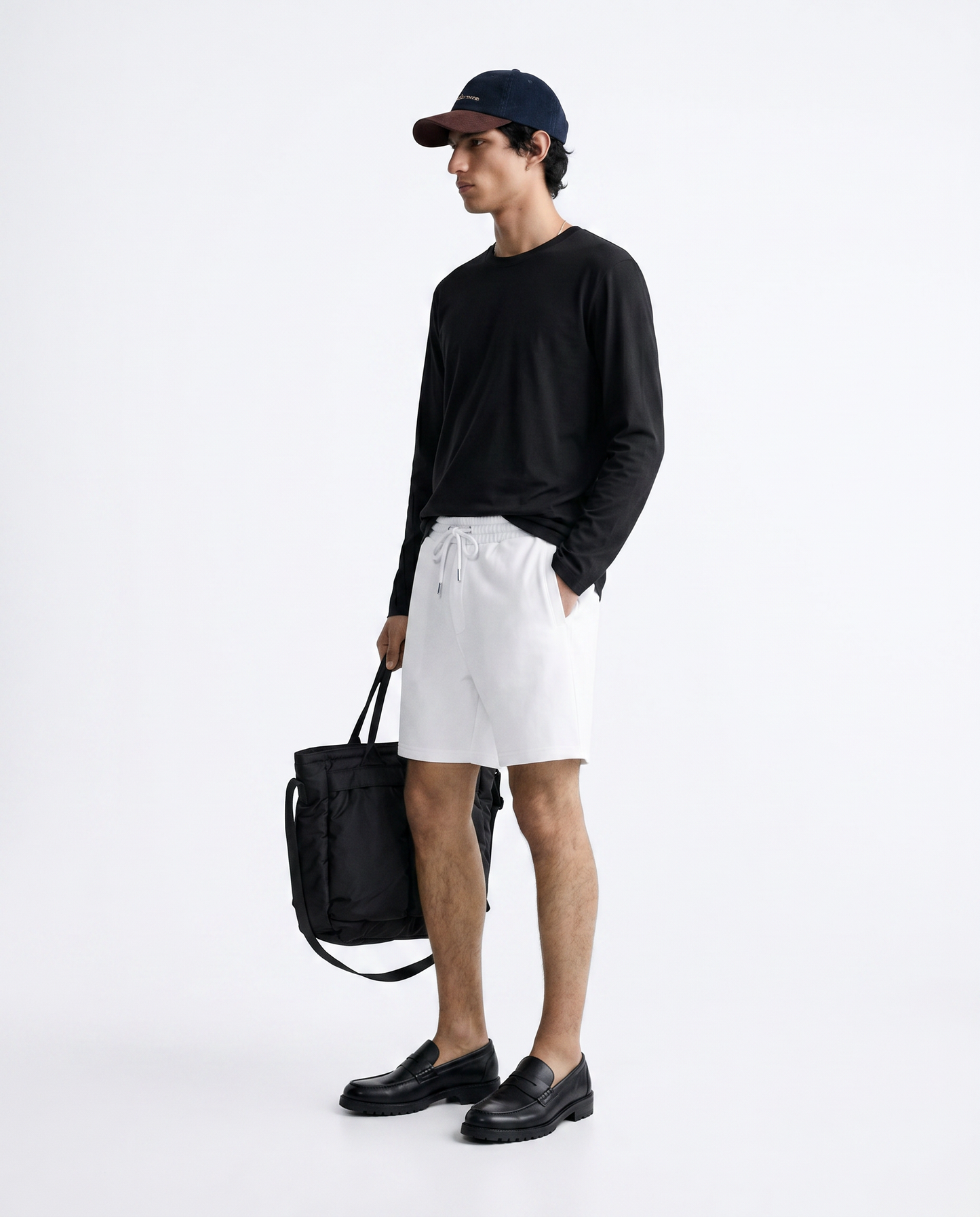 Bermuda in felpa con vita jogger - Bianco