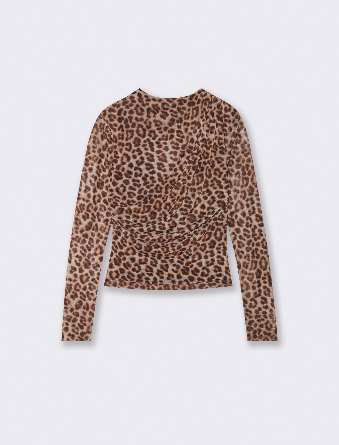 T-shirt in rete stampata con arricciature - var 1