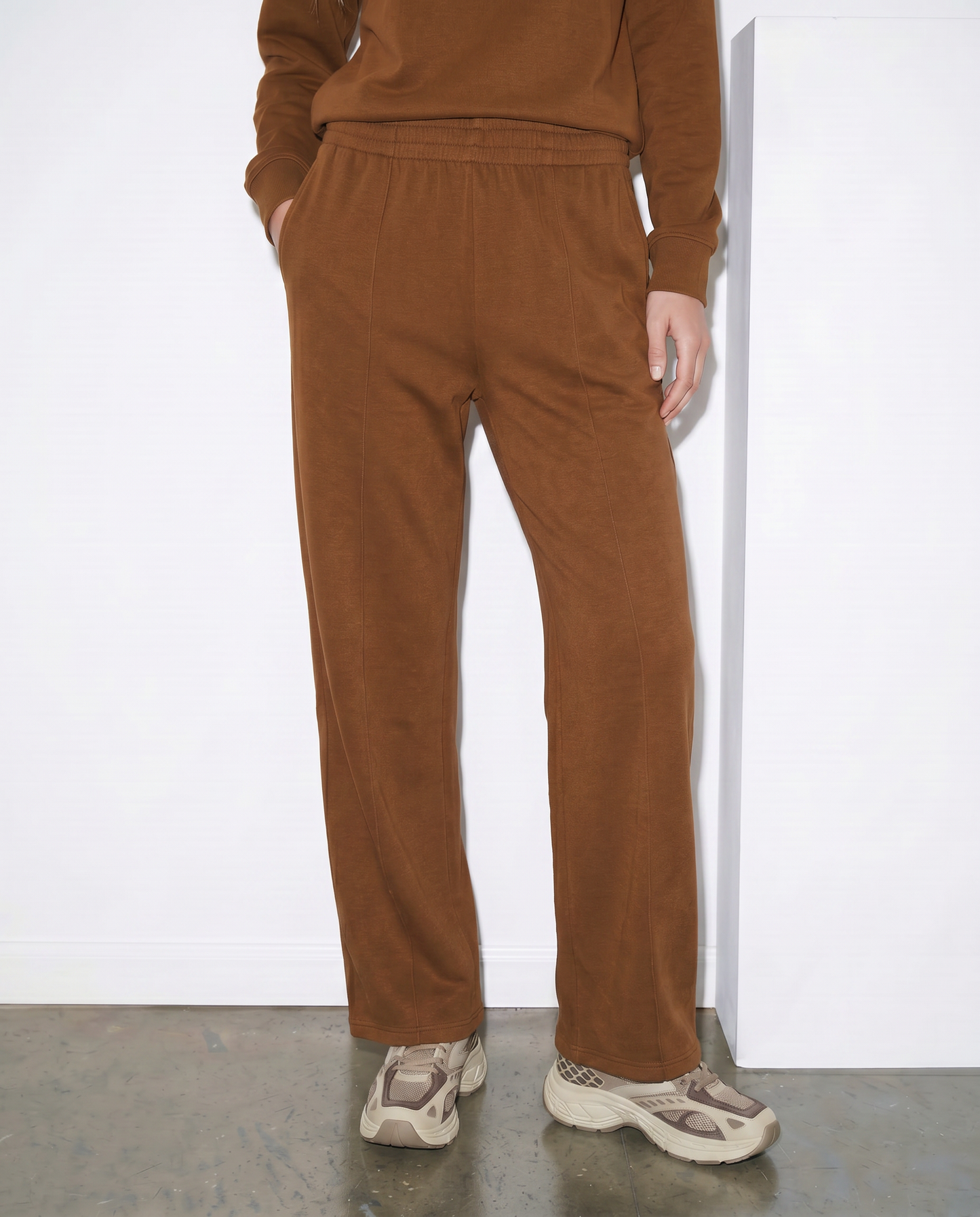 Pantafitness with elastic waistband - Brown