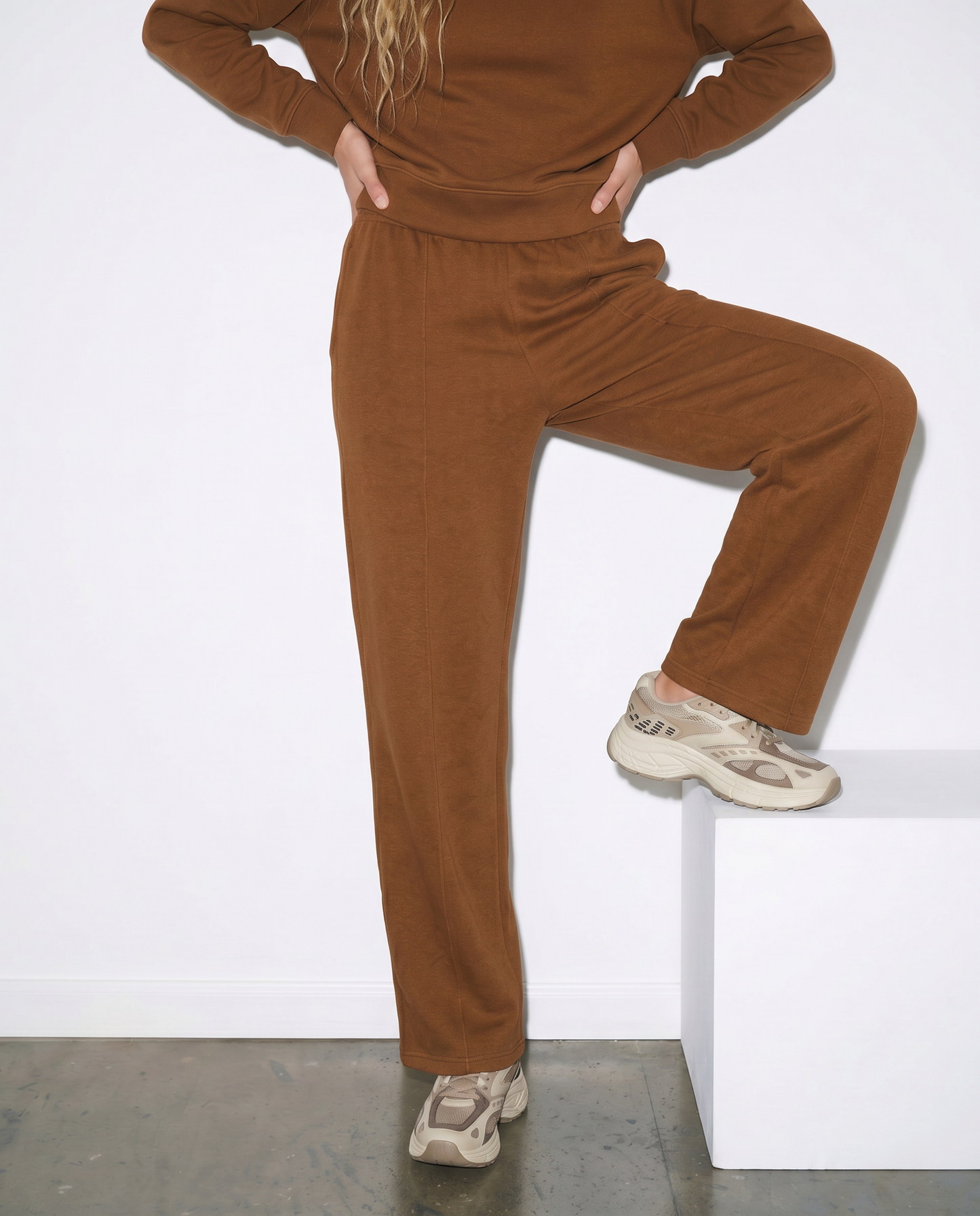 Pantafitness with elastic waistband - Brown