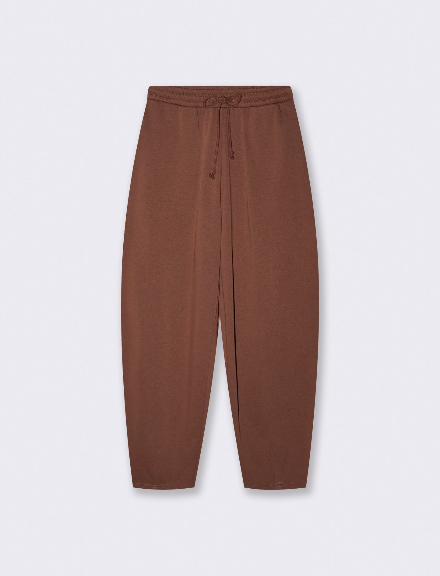 Pantalone basico con vita arricciata - Marrone cioccolato
