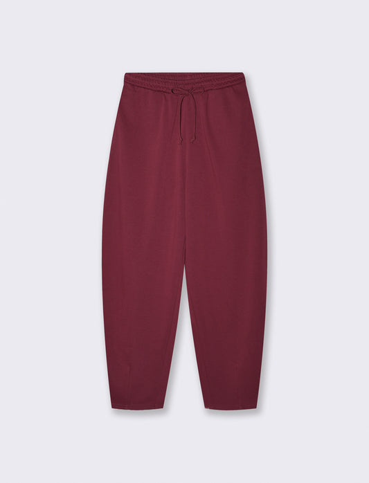 Pantalone basico con vita arricciata - Viola prugna